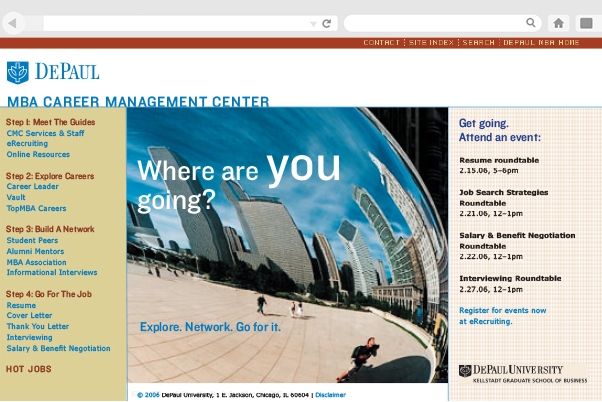 DePaul MBA Career Management Center website