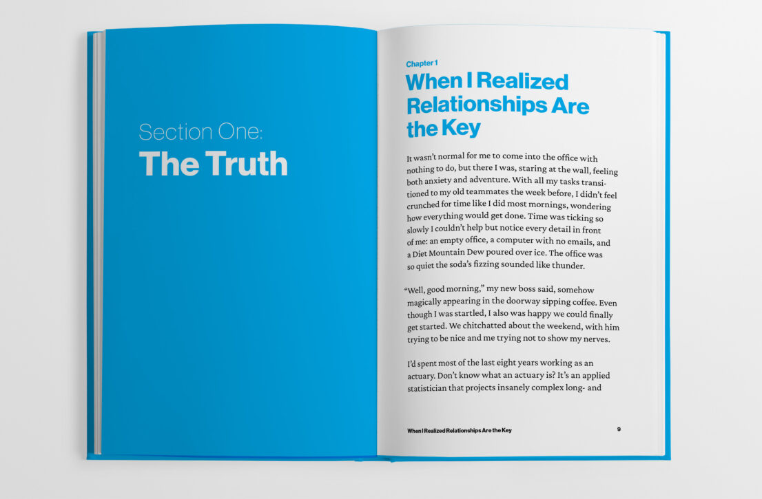 Photo of Give to Grow book design showing Section One: The Truth